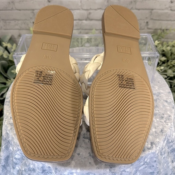 Time and Tru Ivory Braided Soft Vinyl 2-Band Sandal Slides Women’s 8.5W☀️NWOT - Picture 7 of 8